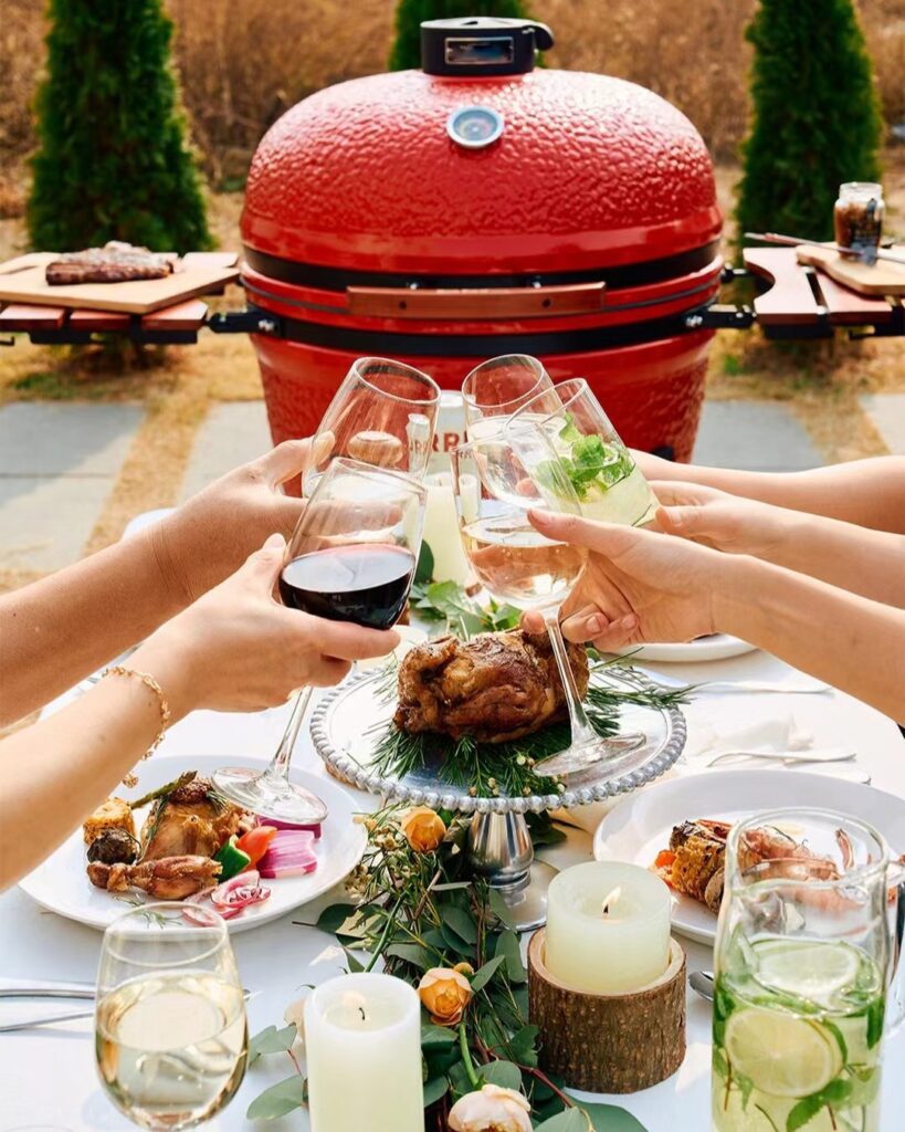 Best Kamado grill smoking meat outdoors